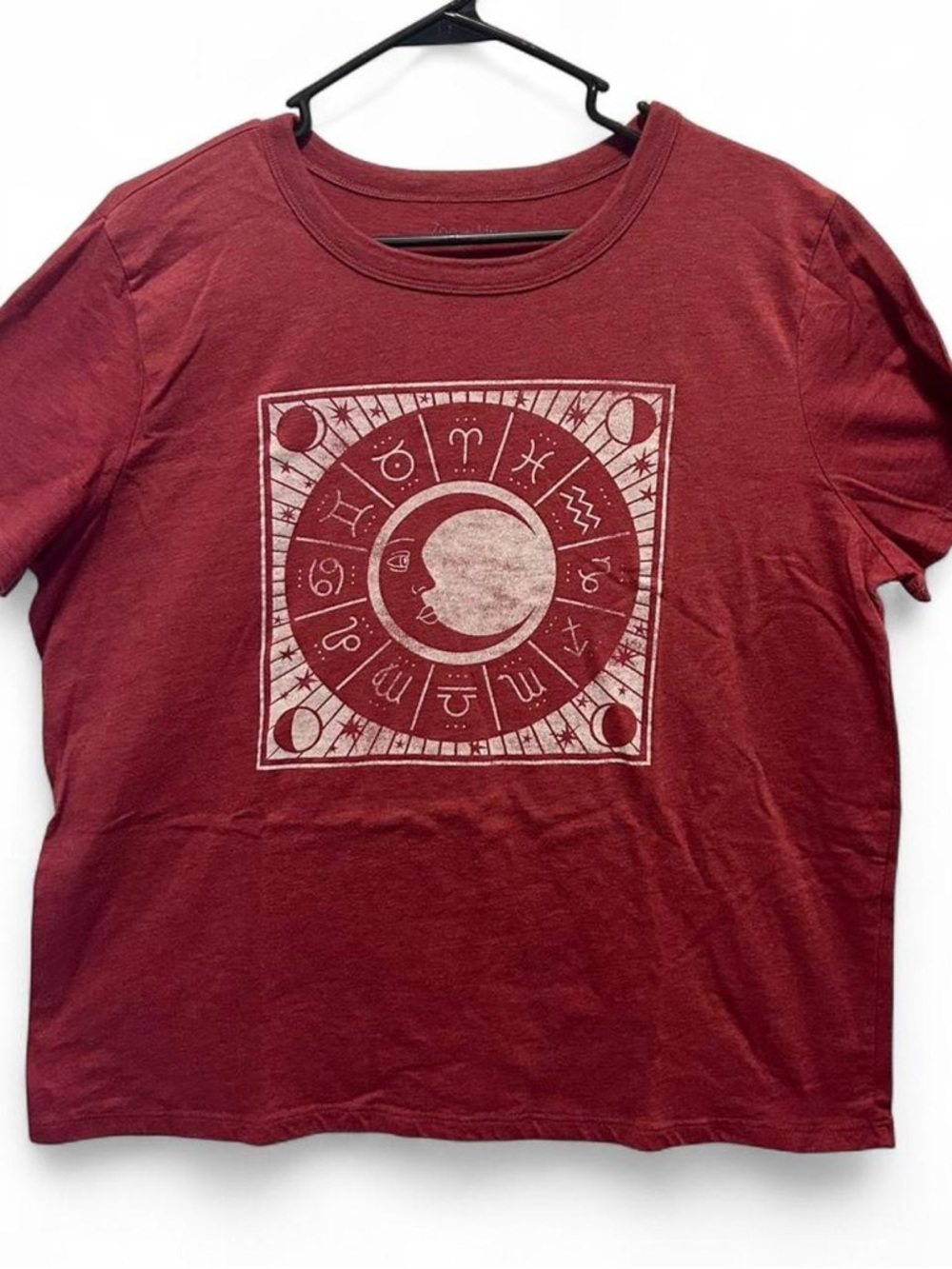 Brick red stonewashed astrology graphic tee